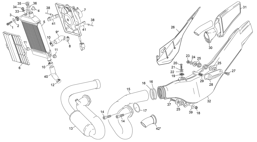 RADIATEUR ET ECHAPPEMENT 300 ST